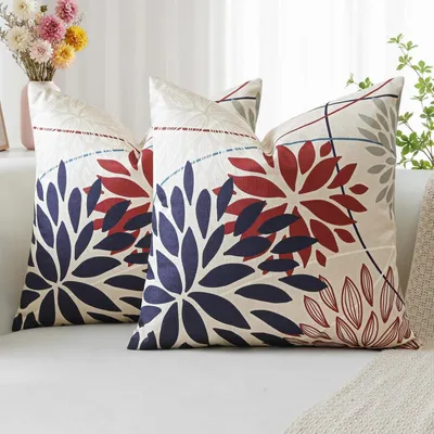 Obrázok produktu pre Dva vankúšové obliečky s motívom kália, modrej a červenej farby, rozmer 50x50 cm, materiál: polyester