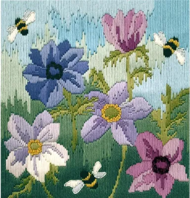 Produktbild von Bothy Threads Langstich Set "Anemonen", vorbedruckt, LSAN, 20,5x21,5cm