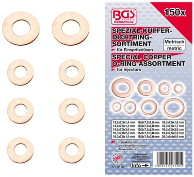 Produktbild von BGS 8120 Einspritzdüsen-Kupferringsortiment, 150-tlg.