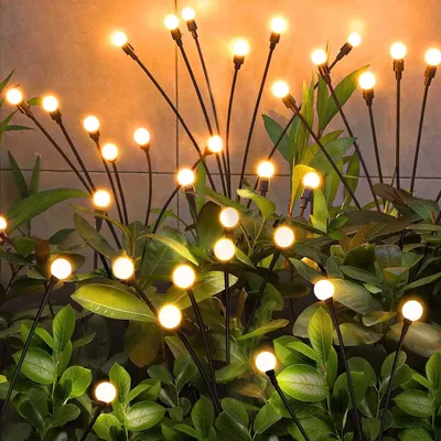 Solar-Gartenleuchten, 2 Stück, 8 LEDs, warmweiß, wasserdicht, schwingend