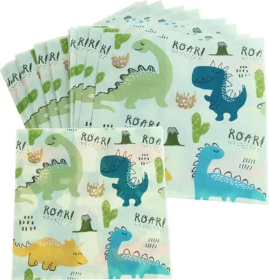 Produktbild von Dino Servietten Kindergeburtstag Geburtstag Deko, 40 Stück 33 X 33cm Dino Servietten Kindergeburtstag, Bunte Papierservietten mit Motiv, Servietten Dino Kindergeburtstag, Dino Party.