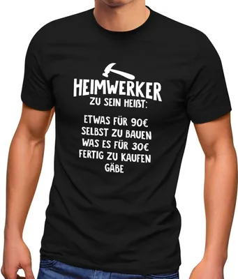 Produktbild von Herren T-Shirt Heimerker Spruch lustig Handwerker Bauherr Hammer Werkzeug Fun-Shirt Moonworks® schwarz 3XL