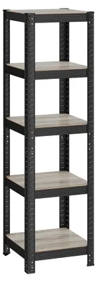 Produktbild von 3-stöckiges Standregal Greige/Schwarz – Stahl, MDF, 37 x 37 x 150 cm