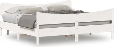 Productafbeelding van Maison Exclusive - Massief houten bed zonder matras, wit, 200x200 cm, van grenenhout