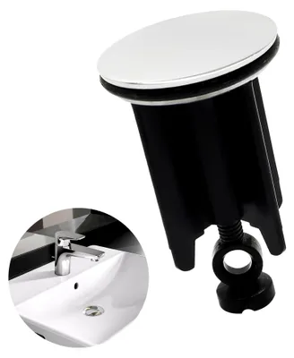 Produktbild von 1 Stück Abflussstopfen, Universeller Waschbeckenstöpsel 40mm aus Messing mit Gummi, Höhenverstellbar für Waschbecken und Bidets (Schwarz)