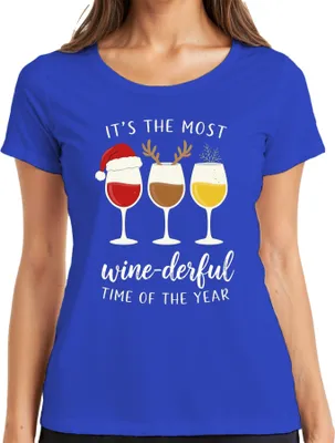 Produktbild von It's the Most wine-derful Time of the Year Weinliebhaber Geschenk Damen T-Shirt, Blau, S