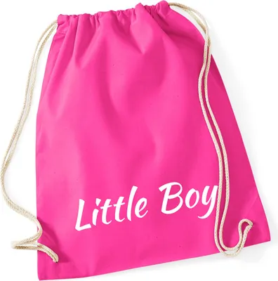 Produktbild von Huuraa Turnbeutel Little Boy Schriftzug 12 Liter Fuchsia Baumwolle Rucksack Geschenkidee