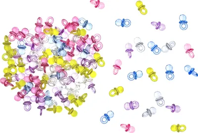 Produktbild von Oblique Unique 100 Mini Schnuller Mix bunt transparent Tischdekoration Streudeko Taufe Geburt Dekoration Baby Shower