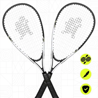 Produktbild von Speed Badminton Set - Crossminton Set - 2 Schläger - 5 Bälle - Mit Tasche - Outdoorspiel - Ab 10 Jahren