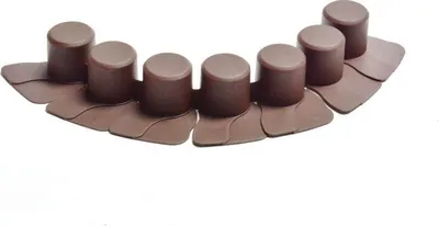 A row of brown garden edging pieces on a white background.