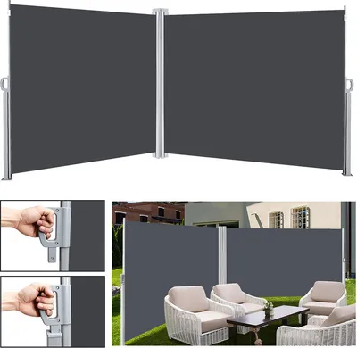 Immagine prodotto di Tenda laterale Jopassy estensibile per balcone antracite protezione solare cassonetto integro protezione dalla vista grigio 160*600 cm
