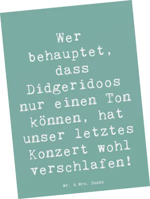 Produktbild von Mr. & Mrs. Panda Postkarte Spruch Didgeridoo Konzert - Meeresbrise - Geschenk, Kultur, Instrument, Australien, Musiker, Zirkularatmung, Ansichtskarte, Grußkarte, Lernen