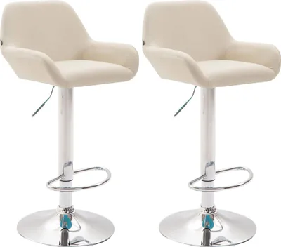 Produktbild von CLP 2er Set Barhocker Braga Kunstleder drehbar und höhenverstellbar - creme Gestell Farbe chrom