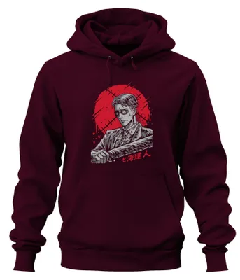 Produktbild von Samurai Katana Anime Yakuza Gentleman Blut Noir Steampunk Hoodie Kapuzenpullover, Burgundy, 3XL
