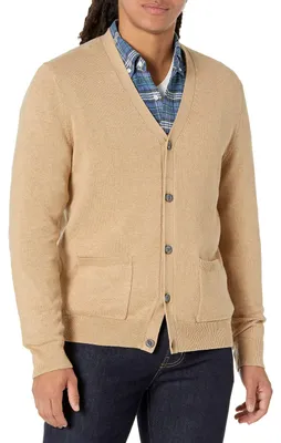 Productafbeelding van A. Essentials heren cardigan van katoen, - kameelkleur, maat M