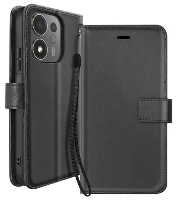 Produktbild von Mayaxess, Klapphülle für Honor 600 Geldbörse mit Handschlaufe & Standfunktion, Schwarz