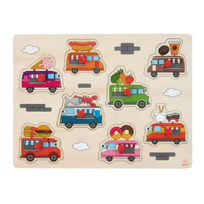 Produktbild von Engelhart Holzknöpfe Puzzle Food Trucks 8 Teile