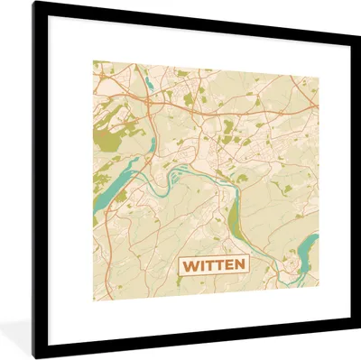 Produktbild von MuchoWow® Gerahmtes Poster Karte - Jahrgang - Witten - Karte 40x40 cm - Poster mit Schwarzem Bilderrahmen Wandposter Rahmen Foto Bilder - Poster - Plakat im Rahmen