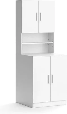 Produktbild von Weißer Badezimmerschrank - Hochbeistelltschrank und Badkamerrek