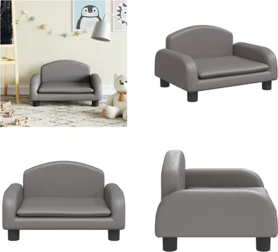 Produktbild von vidaXL Kindersofa Grau 50x40x30 cm Kunstleder - Kindersofa - Kindersofas - Minisofa - Spielzimmersofa