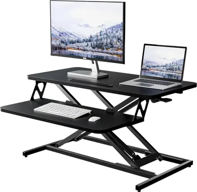 Image de Assis-debout Repose-bureau Réglable en hauteur Noir 80x40cm