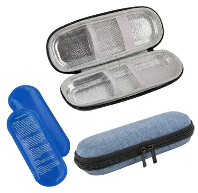 Produktbild von Insulin Kühltasche Klein mit 2 Kühlakkus für Diabetikerutensilien, Blau