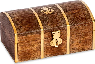Produktbild von NKlaus Maritimes Schatztruhe Echtholz und Messing 14 x 8cm Schatzkiste Schatzbox 14621