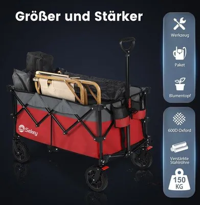 Produktbild von Famanu Handwagen mit Vorderradbremse, bis 150 kg Tragkraft - Faltbar