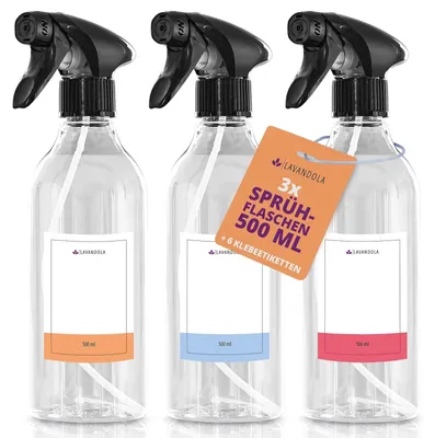Productafbeelding van Spuitfles Plantenspuit - 500 ml - Polyethyleen - Set van 3 - Met etiketten