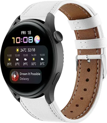 Produktbild von Strap-it Huawei Watch 3 (Pro) Armband Leder (Weiß)