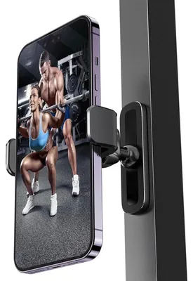 Produktbild von Handyhalterung Magnet für Fitnessstudio, 360° verstellbar, für 4.7-6.7" Smartphones, Legierung, Schwarz