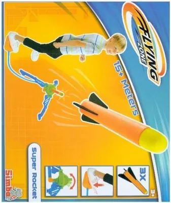 Produktbild von Simba Super Rakete Spielset mit 3 Schaumstoffraketen, 24cm Länge, 15m Flughöhe und verstellbarer Abschußvorrichtung