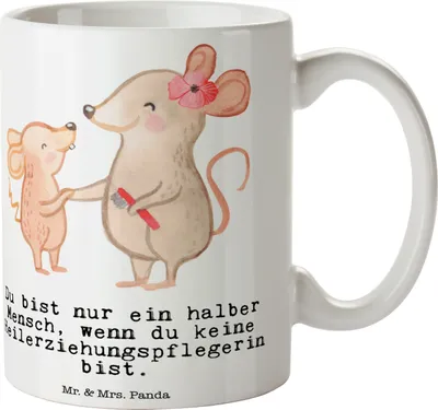 Produktbild von Mr. & Mrs. Panda Tasse Heilerziehungspflegerin Herz - Weiß - Geschenk, Lustig, Ausbildung, Becher, Kaffeebecher, Spruch, Witzig, Kaffeetasse, Heilerziehungspfleger