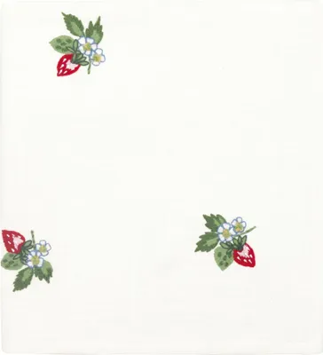 Produktbild von Greengate Tischdecke BERRY Weiß mit Erdbeeren 150x150 Baumwolle