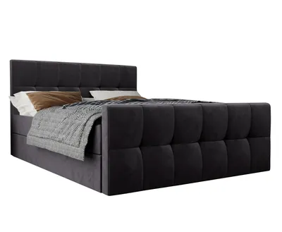 Image de AX LIVING Lit boxspring 160x200 avec sommier Settlio en gris confort