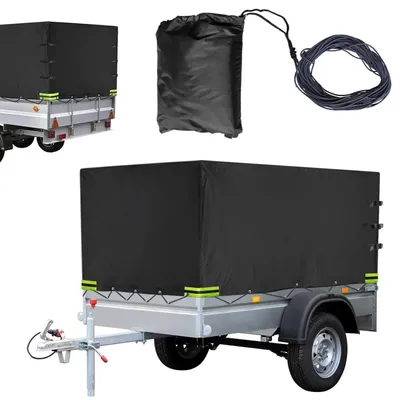 Produktbild von Anhänger Flachplane 210x114x90 cm 600D PVC, wasserdicht, mit Ösen & Seil