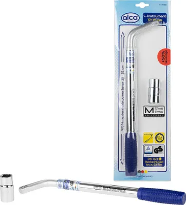 Zdjęcie produktu dla alca® Uniwersalny klucz do nakrętek kół 17/19 mm z przedłużką 35 - 53 cm i antypoślizgową rękojeścią z tworzywa sztucznego Klucz kwadratowy 1/2 cala z nasadką 19 mm