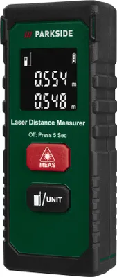 A close-up studio shot of a PARKSIDE® Laser Distance Measurer.