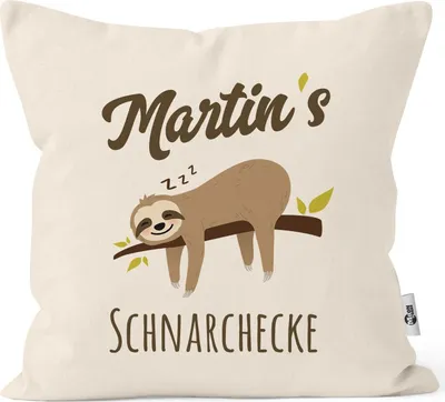Produktbild von Kissen-Bezug Spruch Opa's Oma's Mama's Papa's Schnarchecke Faultier Print Kissen-Hülle Deko-Kissen Baumwolle MoonWorks® Personalisiert natur unisize