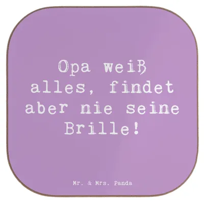 Produktbild von Mr. & Mrs. Panda Tassenuntersetzer Spruch Opa Wissen - Lavendeltraum - Geschenk, Familie, Witz, Untersetzer für Gläser, Großpapa, Großvater, gläseruntersetzer, Coaster
