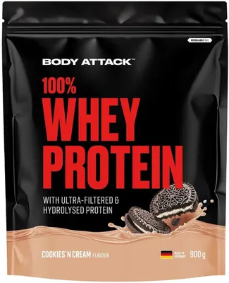 Immagine prodotto di Proteine in polvere Body Attack 100% Whey Protein, biscotti e crema, 900g