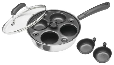 Zdjęcie produktu dla KitchenCraft, urządzenie do gotowania jaj pożytek, patelnia do jaj pożytek wykonana ze stali węglowej, patelnia do 4 jaj, kolor srebrny, wymiary: 12 x 17 x 22 cm