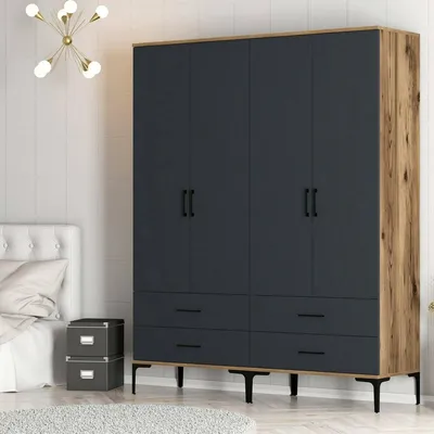 Produktbild von Dmora Großer Kleiderschrank Atria 160x201,4 cm Braun Kleiderbügel