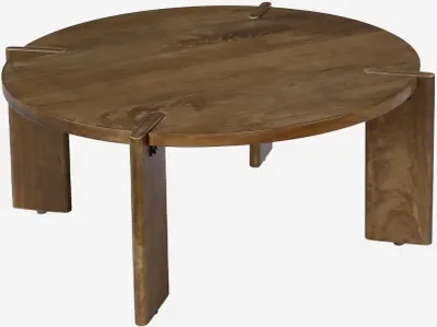 Produktbild von sweeek - Exotischer runder Couchtisch aus Massivholz - Nussbaumfarben