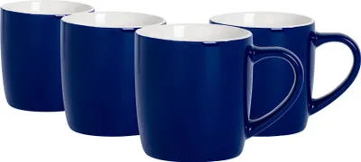 Produktbild von Argon Ta Farbige Kaffeetassen – 350 ml – Marineblau – 4er-Pack – Robuste Teetasse aus Steingut, spülmaschinen- und mikrowellengeeignet