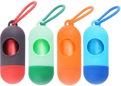 Productafbeelding van Ibenzoa® hondenpoepzakjes met draagbare PP-dispenser, 4 rollen stevige PE-zakjes, te bevestigen aan de riem, gemakkelijk afscheurbaar, hygiënisch voor onderweg