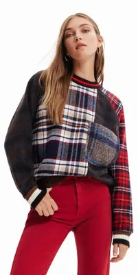 Produktbild von Desigual Bourboung Damen Pullover aus karierter Wolle XS
