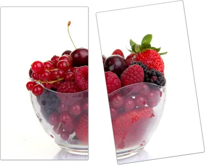 Produktbild von Spritzschutz Herdabdeckplatte Schneidebrett aus Glas Schüssel aus Beeren 2-Teilig (60x52cm)