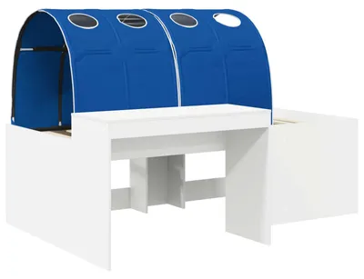 Image de Lit haut pour enfants avec bureau Blanc et bleu