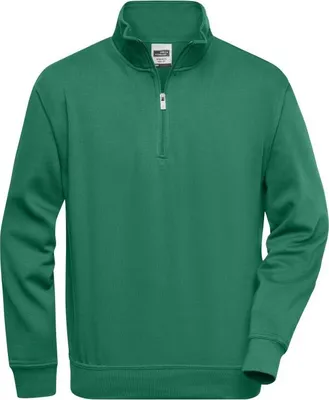 Produktbild von James & Nicholson Sweatshirt Workwear, Half Zip, Gr.3XL,d-grün